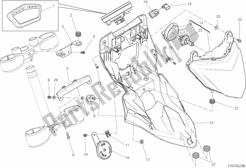 Tutte le parti per il Fanale Anteriore E Cruscotto del Ducati Hypermotard 939 SP 2016